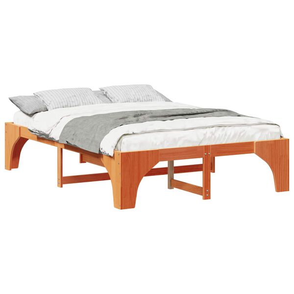 vidaXL Bedframe Bruin 140 x 200 cm Massief grenenhout