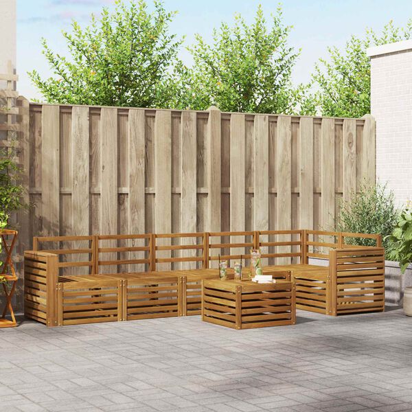 vidaXL Hoekbank Set 7 pcs Naturel Massief Acaciahout