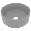 vidaXL Wastafel rond 40x15 cm keramiek mat lichtgrijs