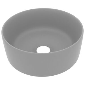 vidaXL Wastafel rond 40x15 cm keramiek mat lichtgrijs