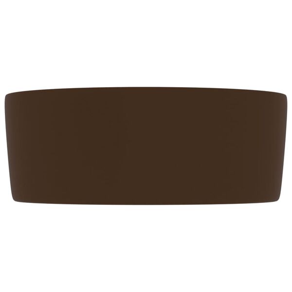 vidaXL Wastafel rond 40x15 cm keramiek mat donkerbruin