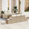vidaXL Tuinbankenset met kussen 6 pcs Beige poly rattan