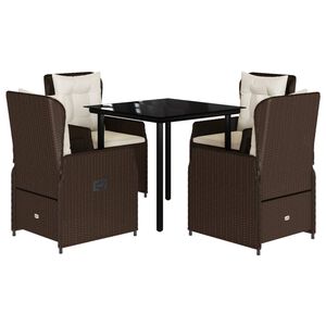 vidaXL 5-delige Tuinset met kussens poly rattan bruin