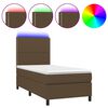 vidaXL Boxspring met matras en LED stof donkerbruin 90x190 cm