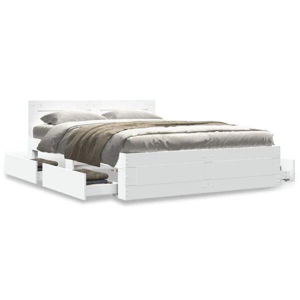 vidaXL Bedframe met hoofdeinde zonder matras 120x200 cm wit