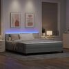 vidaXL LED Box Spring Bed met matras Lichtgrijs 180 x 200 cm Fluweel