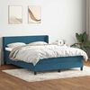 vidaXL Boxspring met matras fluweel donkerblauw 140x210 cm