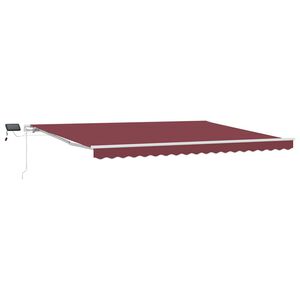 vidaXL Luifel handmatig uittrekbaar met LED 450x300 cm bordeauxrood