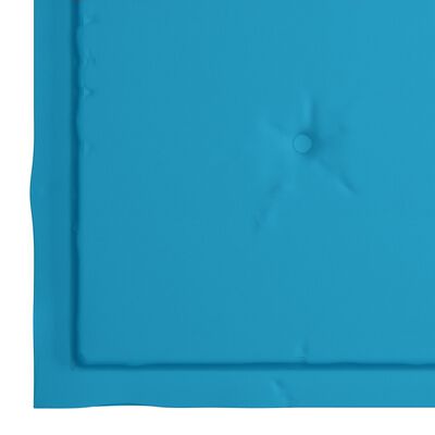 vidaXL 3-delige Bistroset met blauwe kussens massief teakhout