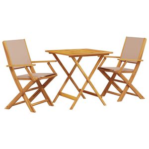 vidaXL 3-delige Bistroset stof en massief hout taupe