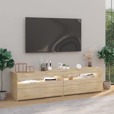 vidaXL Tv-meubelen 2 st met LED-verlichting 75x35x40 cm sonoma eiken