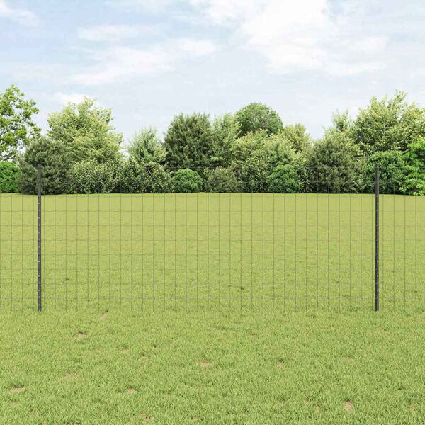 vidaXL Hek met Paal Grijs 1 x 25 m Staal en PVC