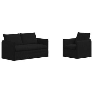 vidaXL Bankstel 2 pcs Zwart 196 x 82 x 85 cm Stof