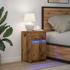 vidaXL LED Bedside Kast met lade Oud hout 38 x 34 x 61 cm Bewerkt hout
