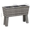 vidaXL Plantenbak verhoogd met 3 potten 72x25x50 cm poly rattan grijs