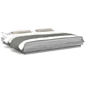 vidaXL Bedframe bewerkt hout grijs sonoma eikenkleurig 200x200 cm