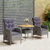 vidaXL 3-delige Bistroset poly rattan grijs