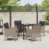 vidaXL Tuin eettafelset met kussen 5 pcs Lichtgrijs poly rattan