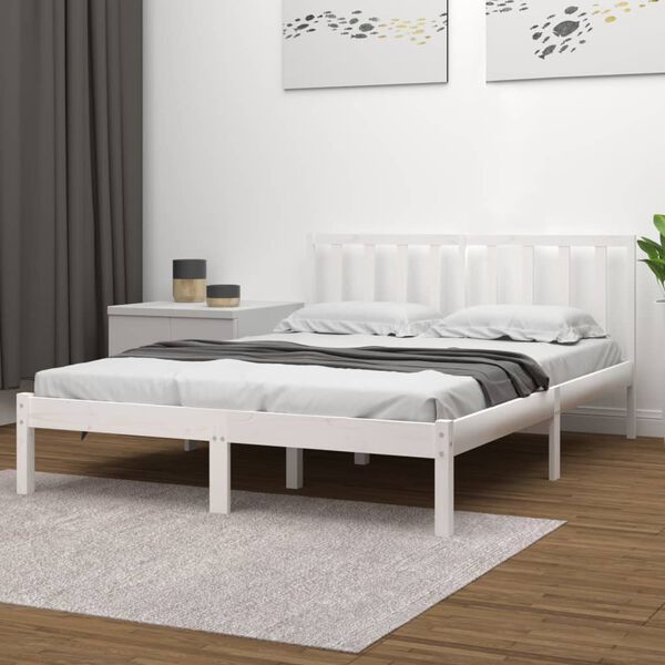 vidaXL Bedframe massief grenenhout wit 120x190 cm