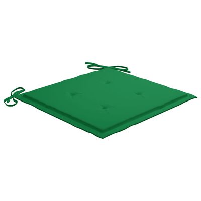 vidaXL 3-delige Bistroset met groene kussens massief teakhout