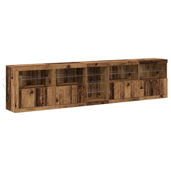 vidaXL LED Sideboard Oudhout 283 x 37 x 67 cm Bewerkt hout