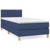 vidaXL Boxspring met matras stof blauw 90x190 cm