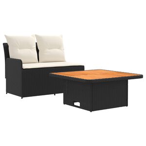 vidaXL Tuin Armsteun Sofa met Opklaptafel 2 Stuk Zwart en Cr&egrave;me