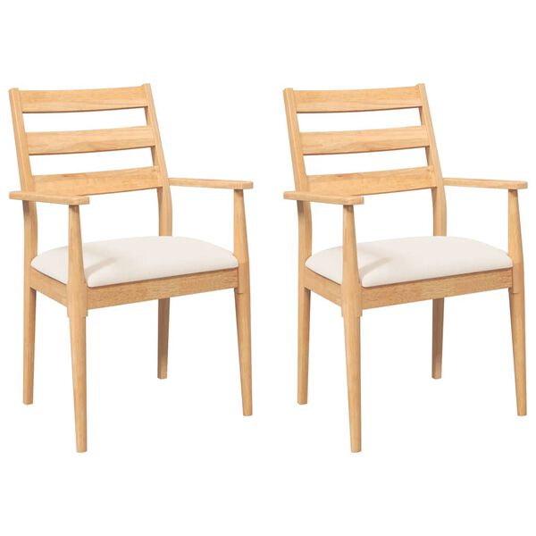 vidaXL Eetkamerstoelen met kussens 2 stuks massief hout rubber