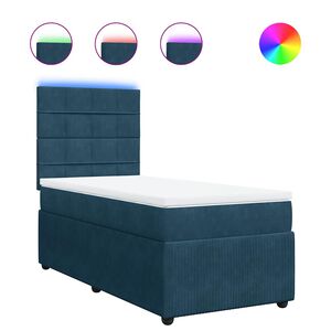vidaXL Boxspring met matras fluweel blauw 80x200 cm