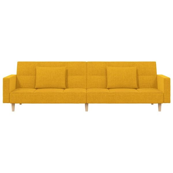 vidaXL Slaapbank 2-zits met 2 kussens stof geel