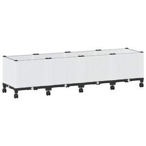 vidaXL Tuinschaal met wielen Wit 160 x 40 x 48 cm PP