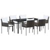 vidaXL Tuin eettafelset 7 pcs Bruin en zwart PE Rattan