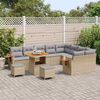 vidaXL Tuin Sofa Set met kussen met opslag Beige Poly riet