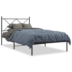 vidaXL Bedframe met hoofdbord metaal zwart 100x200 cm