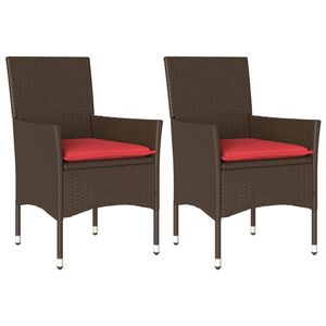 vidaXL Tuinstoelen 2 st met kussens poly rattan bruin