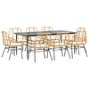 vidaXL 9-delige Tuinset met kussens poly rattan glas bruin