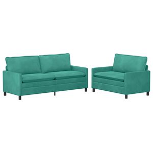 vidaXL Bankstel 2 st Turquoise Fluweel