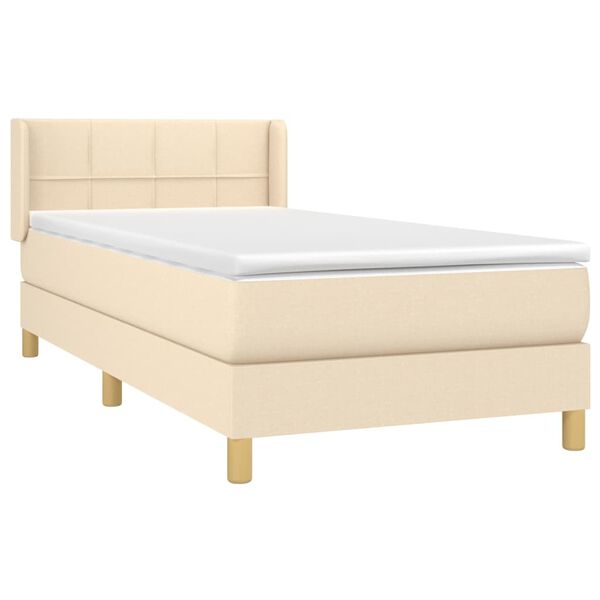 vidaXL Boxspring met matras stof cr&egrave;mekleurig 90x190 cm