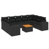 vidaXL 10-delige Loungeset met kussens poly rattan zwart