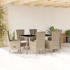 vidaXL 7-delige Tuinset met kussens poly rattan beige