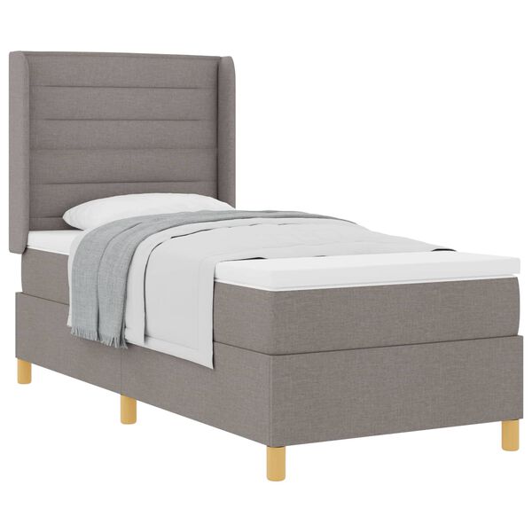 vidaXL Boxspringbed met matras met hoofdeinde Taupe 100 x 200 cm Stof
