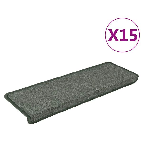 vidaXL Trapmatten 15 st 65x21x4 cm Donkergroen Rechthoekige Rand