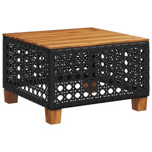 vidaXL Tuintafel 55x55x36 cm poly rattan en acaciahout zwart