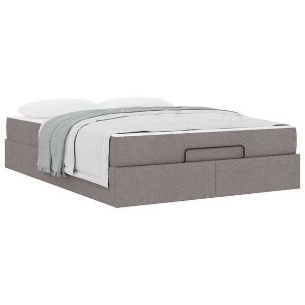 vidaXL Bedframe met matras met matras 2 pcs Taupe Stof