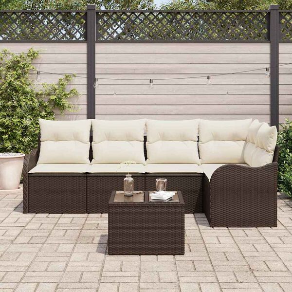 vidaXL Tuin Sofa Set met opslag 6 pcs Bruin poly rattan