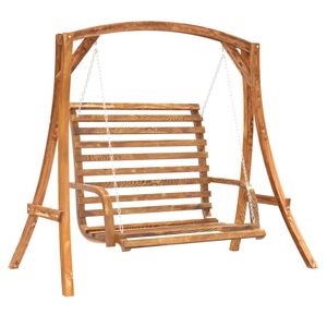 vidaXL Schommelbank vurenhout met teak afwerking