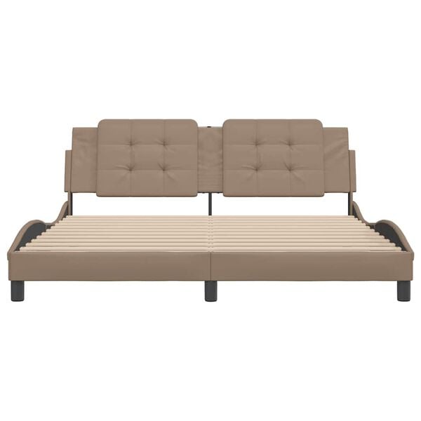 vidaXL Bedframe zonder matras "Zadar" kunstleer cappuccinokleurig 180x200 cm