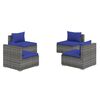 vidaXL 4-delige Loungeset met kussens poly rattan grijs