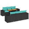 vidaXL 7-delige Loungeset met kussens poly rattan zwart