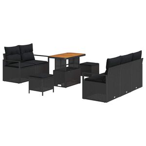 vidaXL Tuin Sofa Set 8 st 7-Aantal zitplaatsen Zwart